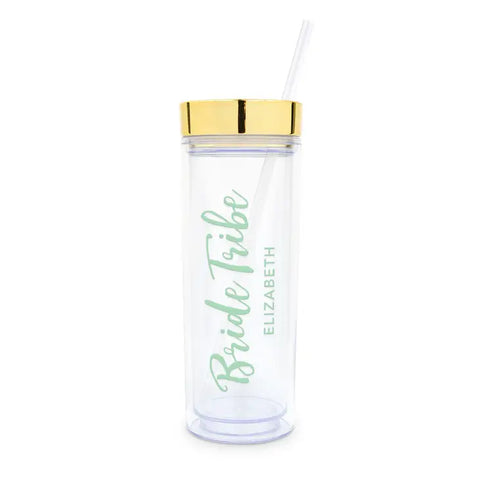 Personalized 17 Oz. Insulated Plastic Drink Tumbler - Bride Tribe