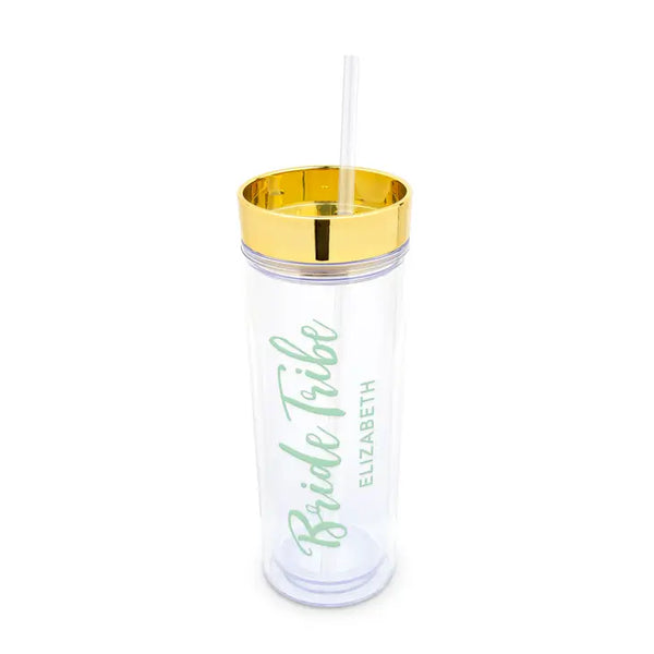 Personalized 17 Oz. Insulated Plastic Drink Tumbler - Bride Tribe