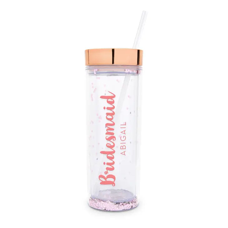 Personalized 17 Oz. Insulated Plastic Drink Tumbler - Retro Luxe Bridesmaid