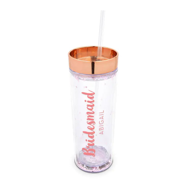 Personalized 17 Oz. Insulated Plastic Drink Tumbler - Retro Luxe Bridesmaid