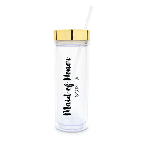 Personalized 17 Oz. Insulated Plastic Drink Tumbler - Retro Luxe Maid of Honor