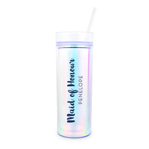 Personalized 17 Oz. Insulated Plastic Drink Tumbler - Retro Luxe Maid of Honour