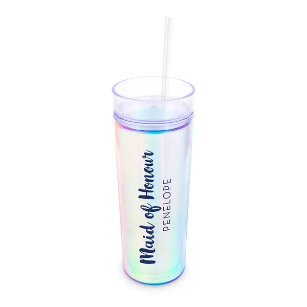 Personalized 17 Oz. Insulated Plastic Drink Tumbler - Retro Luxe Maid of Honour