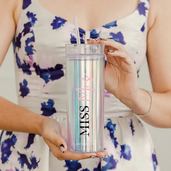 Personalized 17 Oz. Insulated Plastic Drink Tumbler - Miss to Mrs