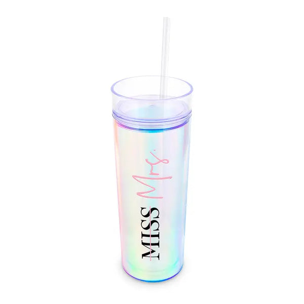 Personalized 17 Oz. Insulated Plastic Drink Tumbler - Miss to Mrs