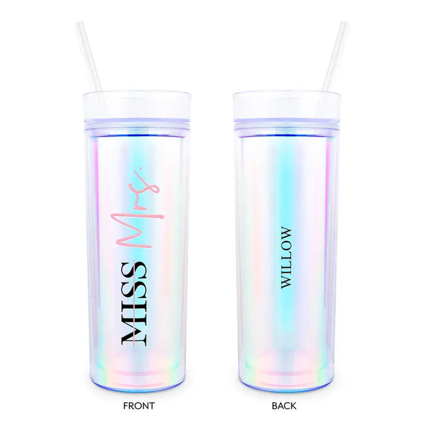 Personalized 17 Oz. Insulated Plastic Drink Tumbler - Miss to Mrs