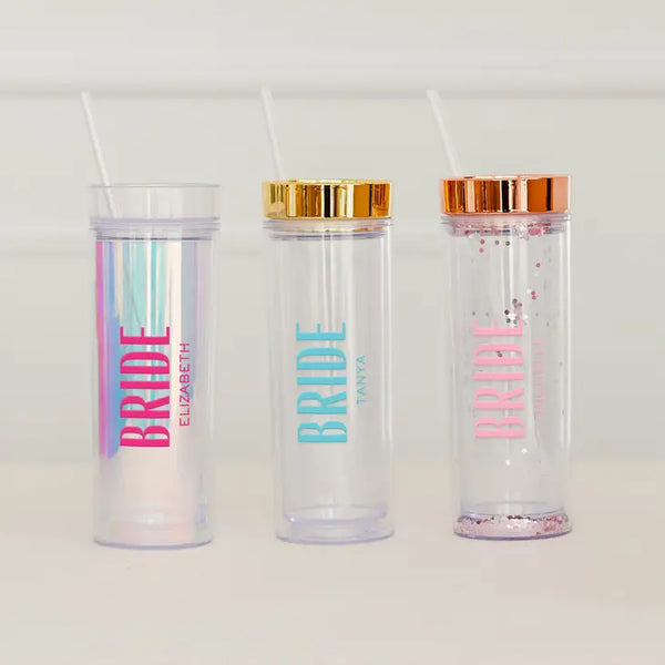 Personalized 17 Oz. Insulated Plastic Drink Tumbler - Modern Bride