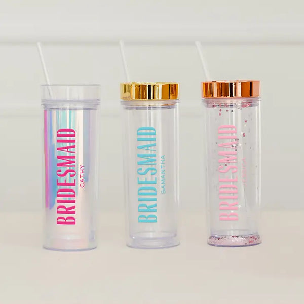 Personalized 17 Oz. Insulated Plastic Drink Tumbler - Modern Bridesmaid