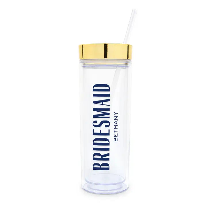 Personalized 17 Oz. Insulated Plastic Drink Tumbler - Modern Bridesmaid