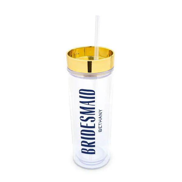 Personalized 17 Oz. Insulated Plastic Drink Tumbler - Modern Bridesmaid