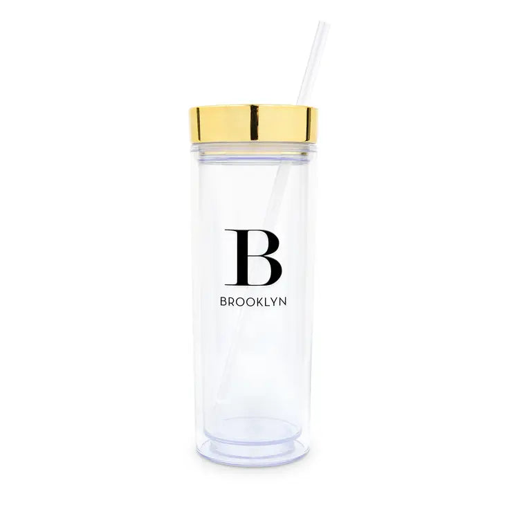 Personalized 17 Oz. Insulated Plastic Drink Tumbler - Modern Serif Monogram