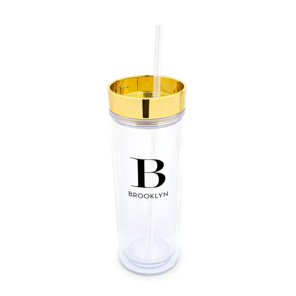 Personalized 17 Oz. Insulated Plastic Drink Tumbler - Modern Serif Monogram