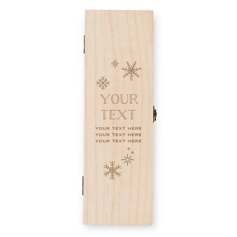 Custom Engraved Wooden Wine Gift Box With Lid - Falling Snowflakes