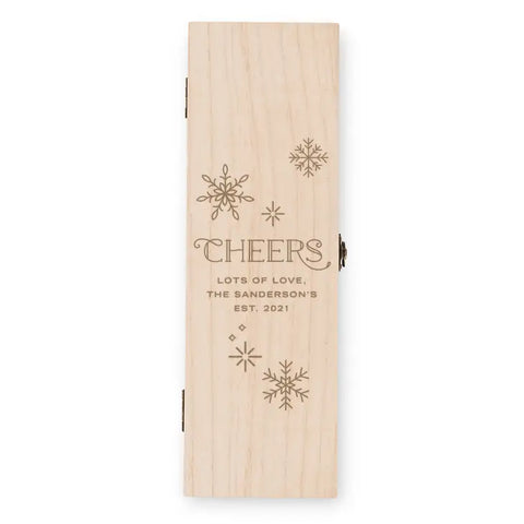 Custom Engraved Wooden Wine Gift Box With Lid - Cheers