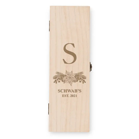 Custom Engraved Wooden Wine Gift Box With Lid - Blush Blooms