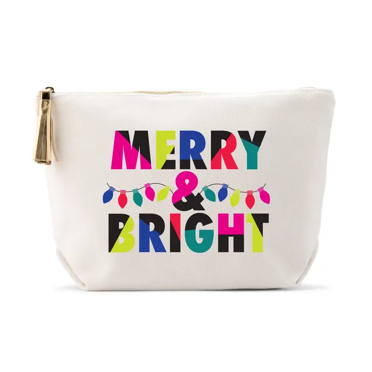 Large Personalized Canvas Makeup Bag - Merry & Bright