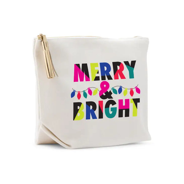 Large Personalized Canvas Makeup Bag - Merry & Bright