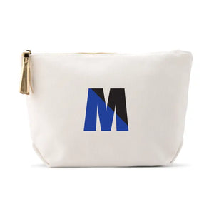 Large Personalized Canvas Makeup Bag - Retro Color Block Initial