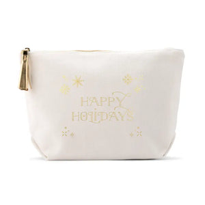 Large Personalized Canvas Makeup Bag - Falling Snowflakes