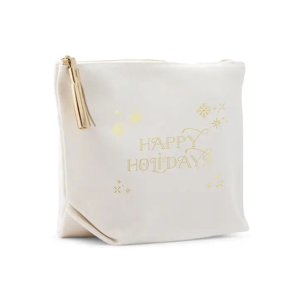 Large Personalized Canvas Makeup Bag - Falling Snowflakes