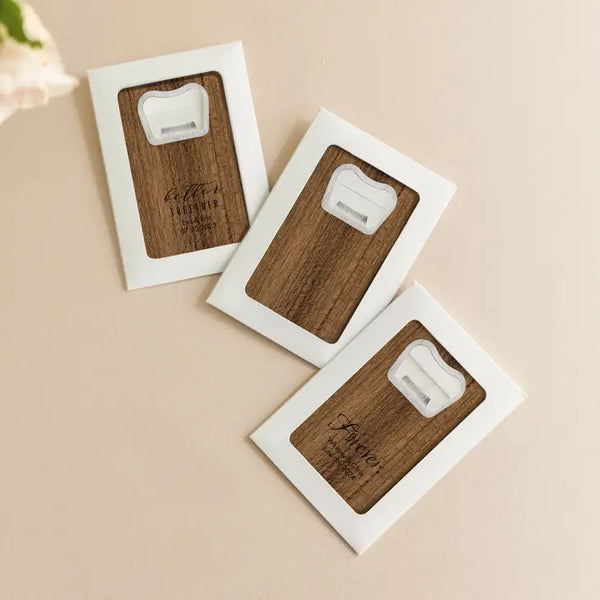 Wood Veneer Credit Card Bottle Opener Wedding Favor - Blank | + Designs Available