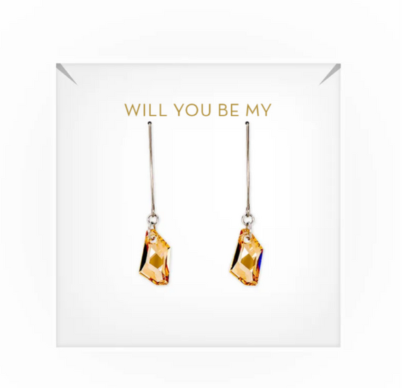 Personalized Swarovski Crystal Wedding Drop Earrings - Be My Bridesmaid?