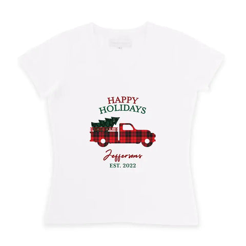 Personalized Women’s Christmas T-shirt - Christmas Truck