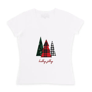 Personalized Women’s Christmas T-shirt - Patterned Pine