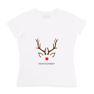 Personalized Women’s Christmas T-shirt - Reindeer