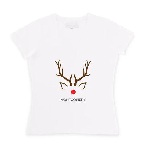 Personalized Women’s Christmas T-shirt - Reindeer