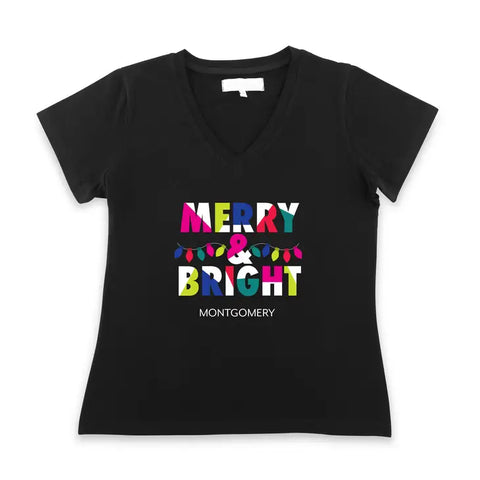 Personalized Women’s Christmas T-shirt - Merry & Bright