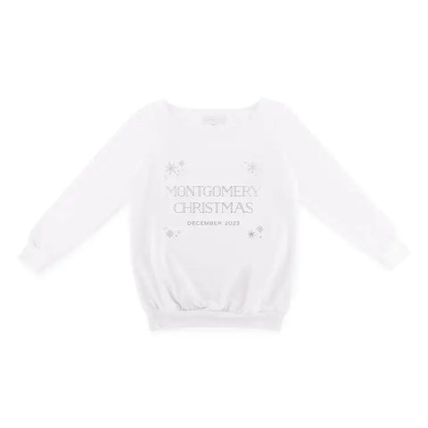 Women’s Personalized Christmas Crewneck Sweatshirt - Falling Snowflakes