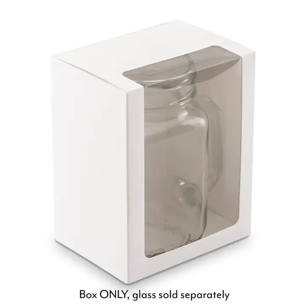 16 Oz Mason Jar Drinking Glass Gift Box With Clear Window - White