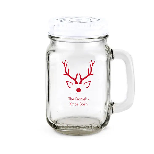 Personalized 12 or 16 oz. Mason Jar Drinking Glass Favor - Holiday | + More Occasions