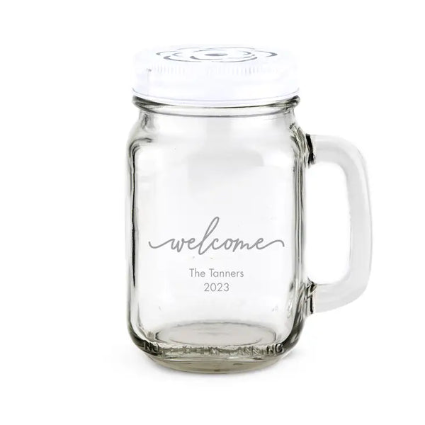 Personalized 12 or 16 oz. Mason Jar Drinking Glass Favor - More Occasions