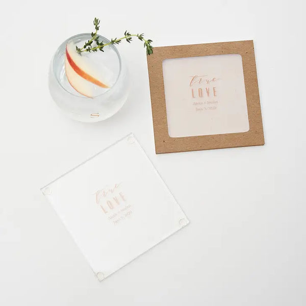 Plain Cardstock Box For Personalized Glass Coaster Favor - Kraft