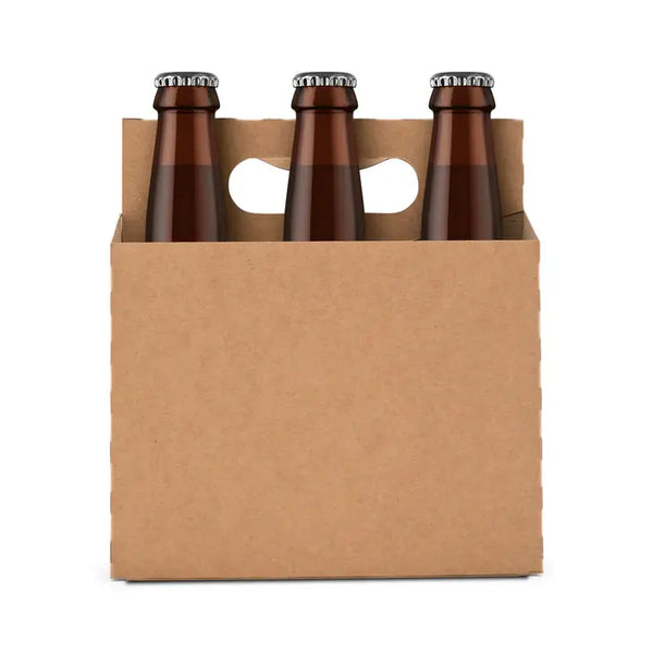 Kraft Cardboard Six-Pack Beer Bottle Caddy or Snack Carrier - Blank