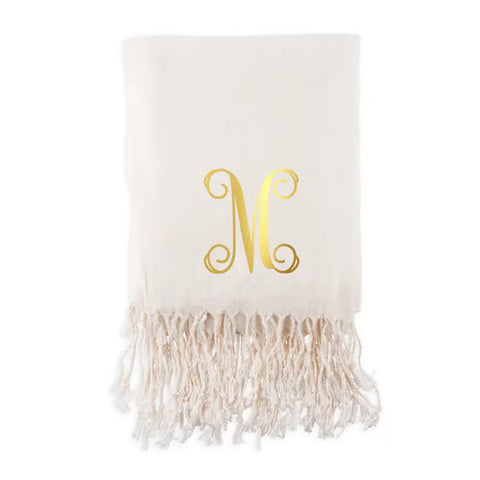 Women's Print Personalized Pashmina Scarf - Script Initial