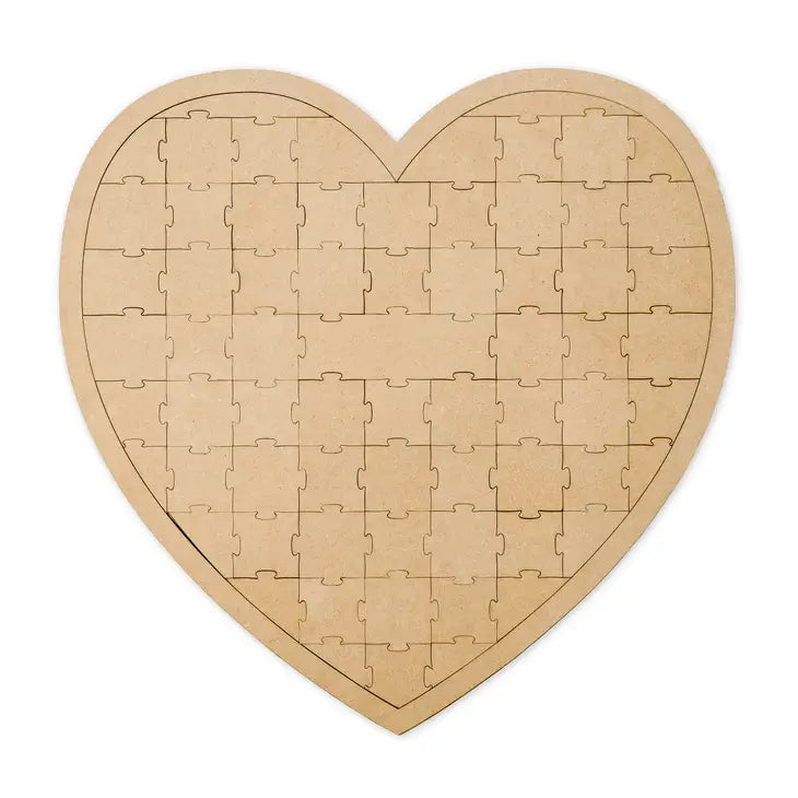 Wooden Heart Puzzle Wedding Guest Book - Blank