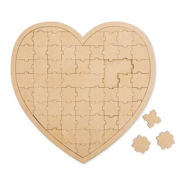 Wooden Heart Puzzle Wedding Guest Book - Blank