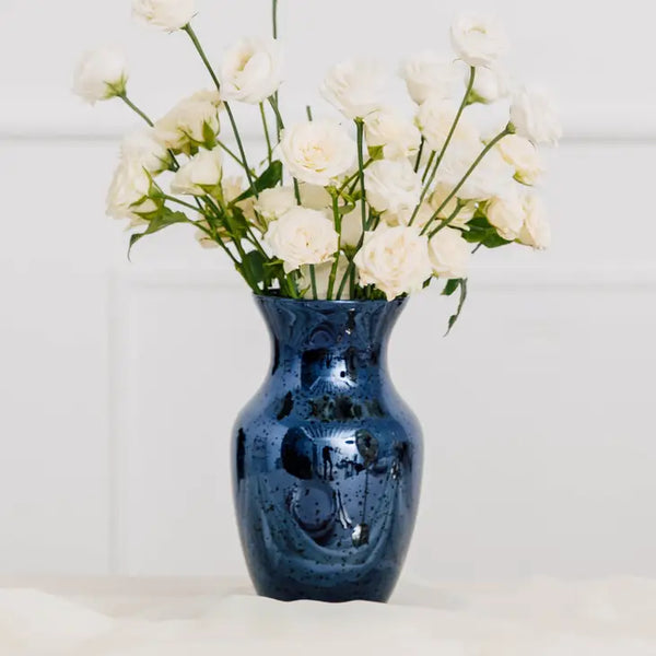 Mercury Glass Flower Vase - Navy Blue