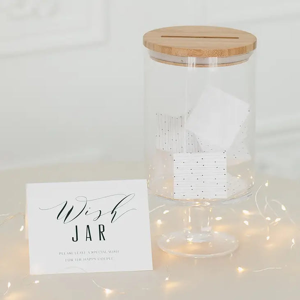 Wish Jar Display Set with Blank Advice/Wish Cards and Assorted Signage - Dancing Dots