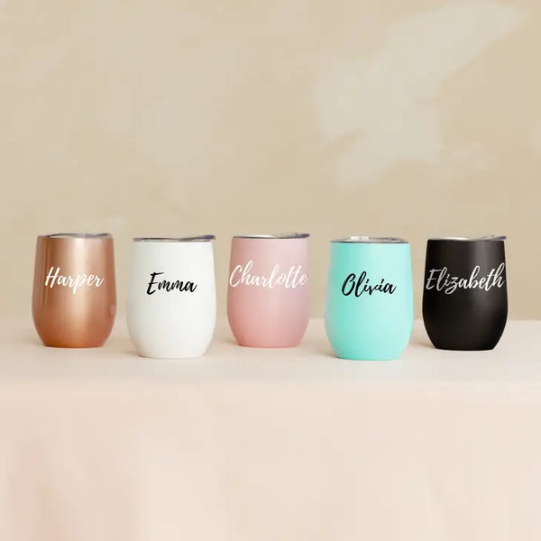 Personalized 12 oz. Stemless Travel Tumbler - Calligraphy