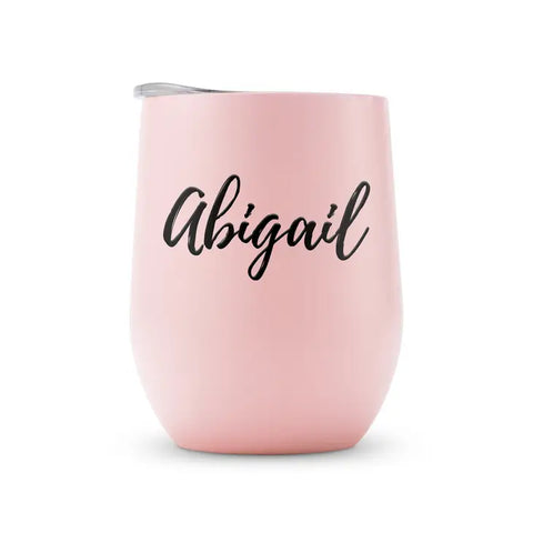 Personalized 12 oz. Stemless Travel Tumbler - Calligraphy