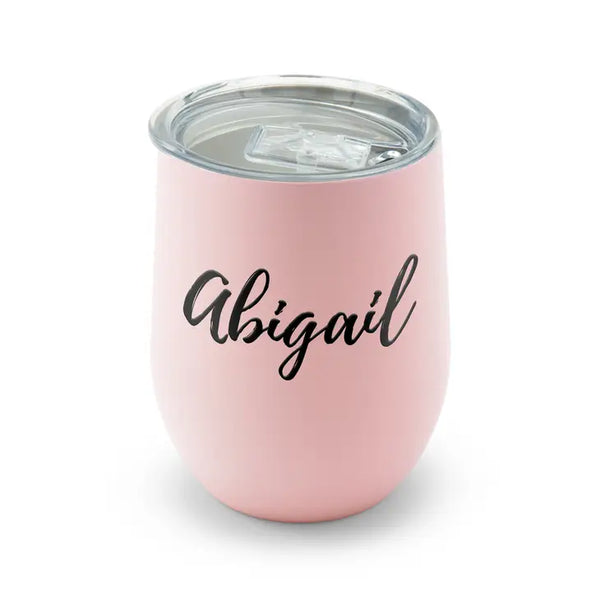 Personalized 12 oz. Stemless Travel Tumbler - Calligraphy