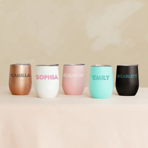 Personalized 12 oz. Stemless Travel Tumbler - Line Monogram