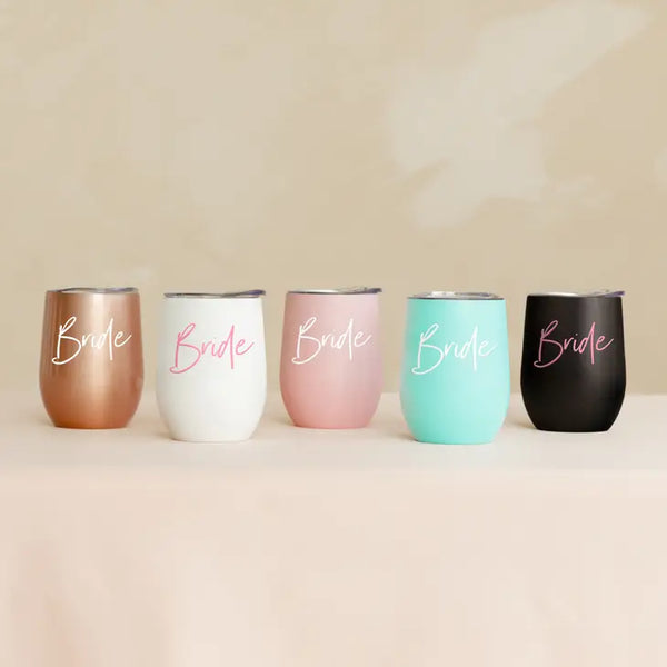 Personalized 12 oz. Stemless Travel Tumbler - Bride