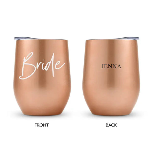 Personalized 12 oz. Stemless Travel Tumbler - Bride