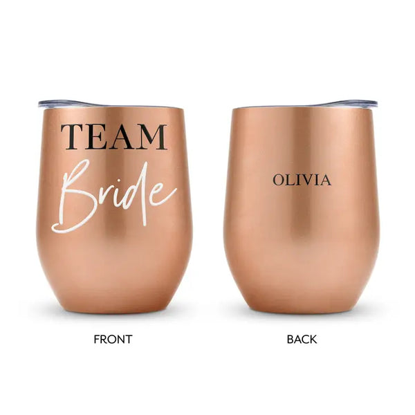 Personalized 12 oz. Stemless Travel Tumbler - Team Bride