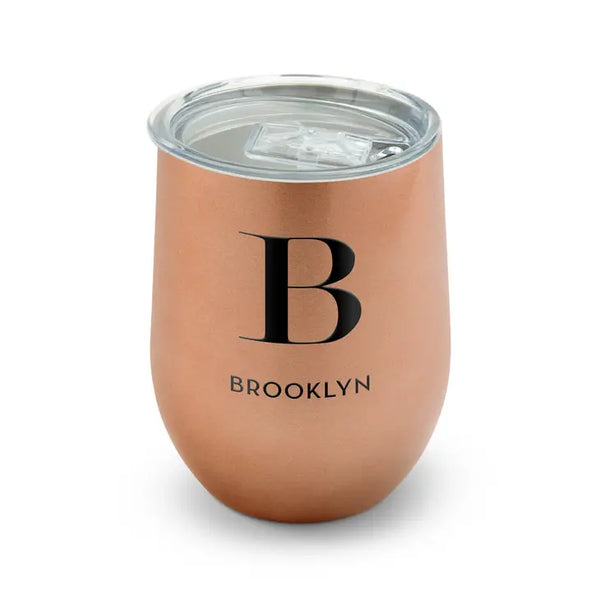 Personalized 12 oz. Stemless Travel Tumbler - Modern Serif Initial